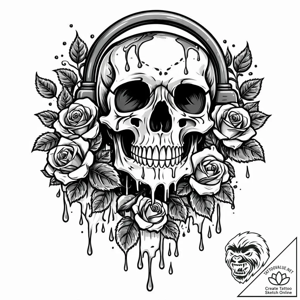 Dripping faucet with drops turning into tiny... - style Jaeger Mini - tattoo sketch (04.11.2025 22:18)