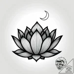 Blooming lotus with a crescent moon resting o… – style Jagger Old – tattoo sketch (04.11.2025 22:44)