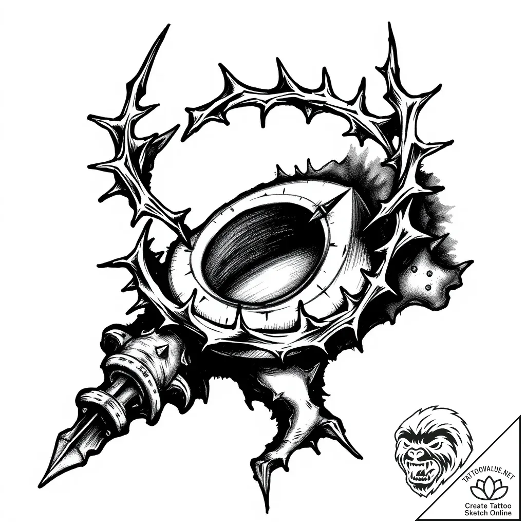 Hidden relic crowned with thorns, tattoo flas... - style Flux Inscriptions - tattoo sketch (04.11.2025 22:48)