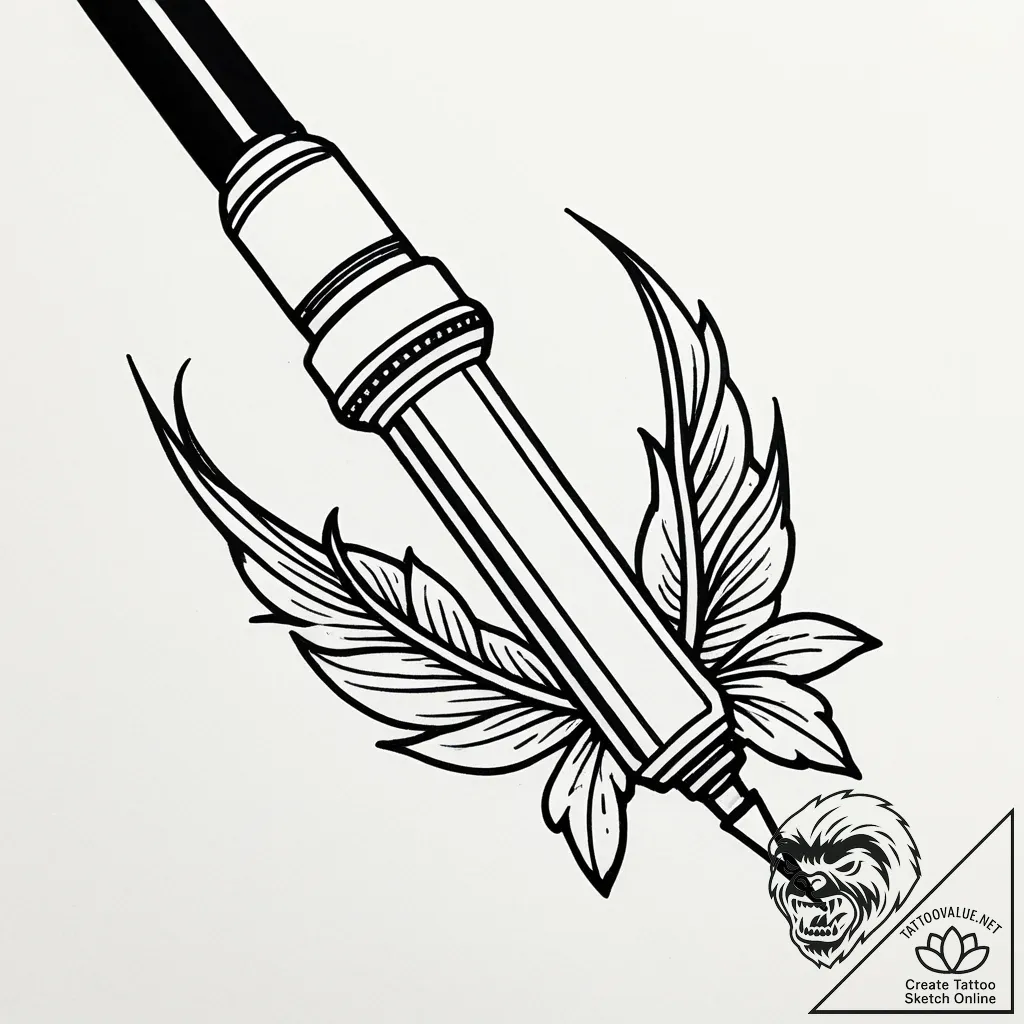 Injector needle filled with a volatile, glowi... - style Jaeger Simple - tattoo sketch (04.11.2025 22:53)