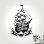 Sunken ship resting on bone reef, concept art… – style Jagger Old – tattoo sketch (04.11.2025 23:03)