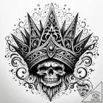 Haunted crown beneath spectral spire, ink ill… – style Jaeger Simple – tattoo sketch (04.11.2025 23:13)