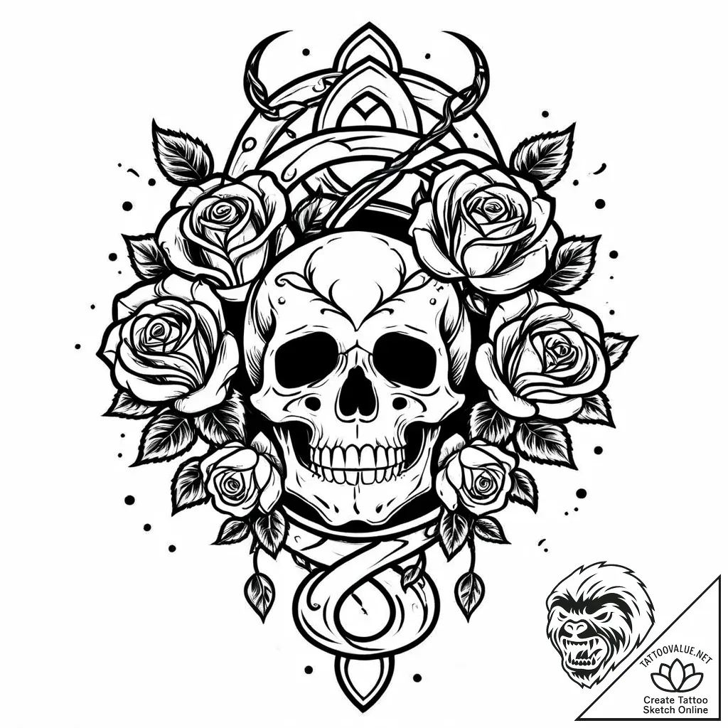 Druid relic bound by vines, ink illustration... - style Jaeger Mini - tattoo sketch (04.11.2025 23:38)