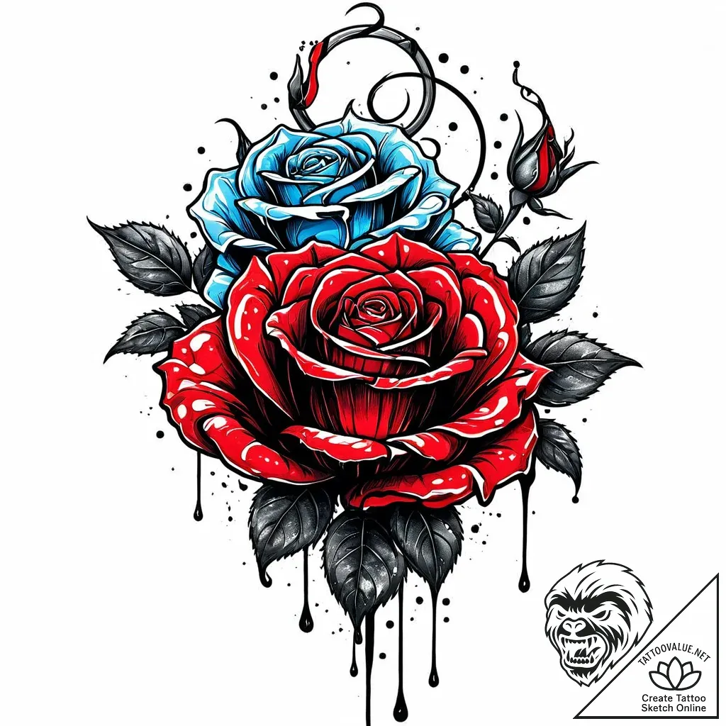 Cursed rose encased in frost, ink illustratio... - style Jaeger Mini - tattoo sketch (04.11.2025 23:58)