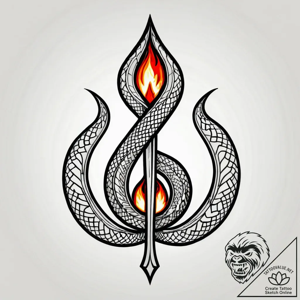 Burning serpent forming rune, ink illustratio... - style Jagger Old - tattoo sketch (05.11.2025 00:03)