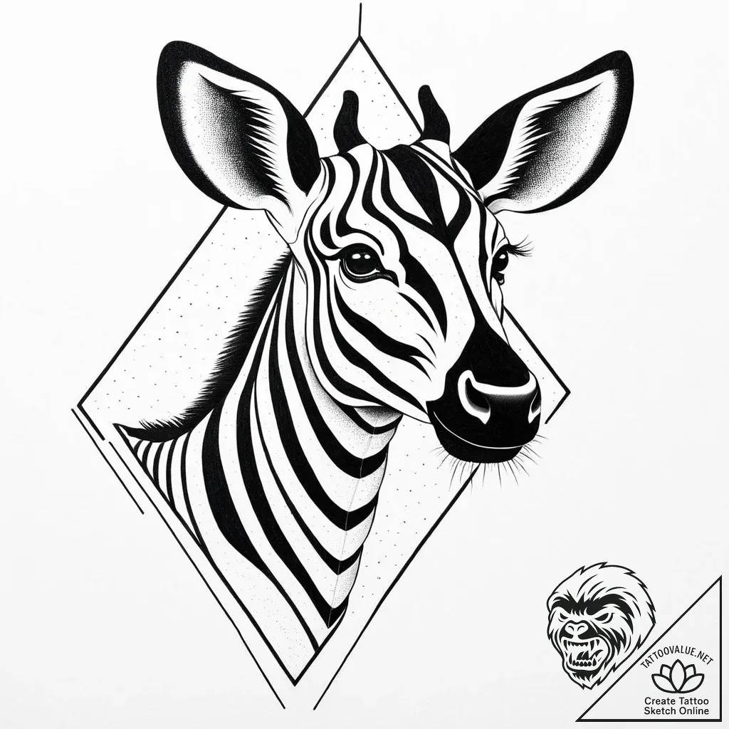 An okapi, tattoo drawing outline, dotwork tat... - style Jaeger Mini - tattoo sketch (05.11.2025 00:38)