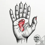 Imprint of a child’s hand or foot, small and… – style Jaeger Mini – tattoo sketch (05.11.2025 00:58)