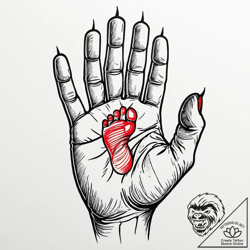 Imprint of a child's hand or foot, small and... - style Jaeger Mini - tattoo sketch (05.11.2025 00:58)