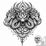 Hydra with heads of fire, ice, and shadow, ar… – style Jaeger Mini – tattoo sketch (05.11.2025 01:38)