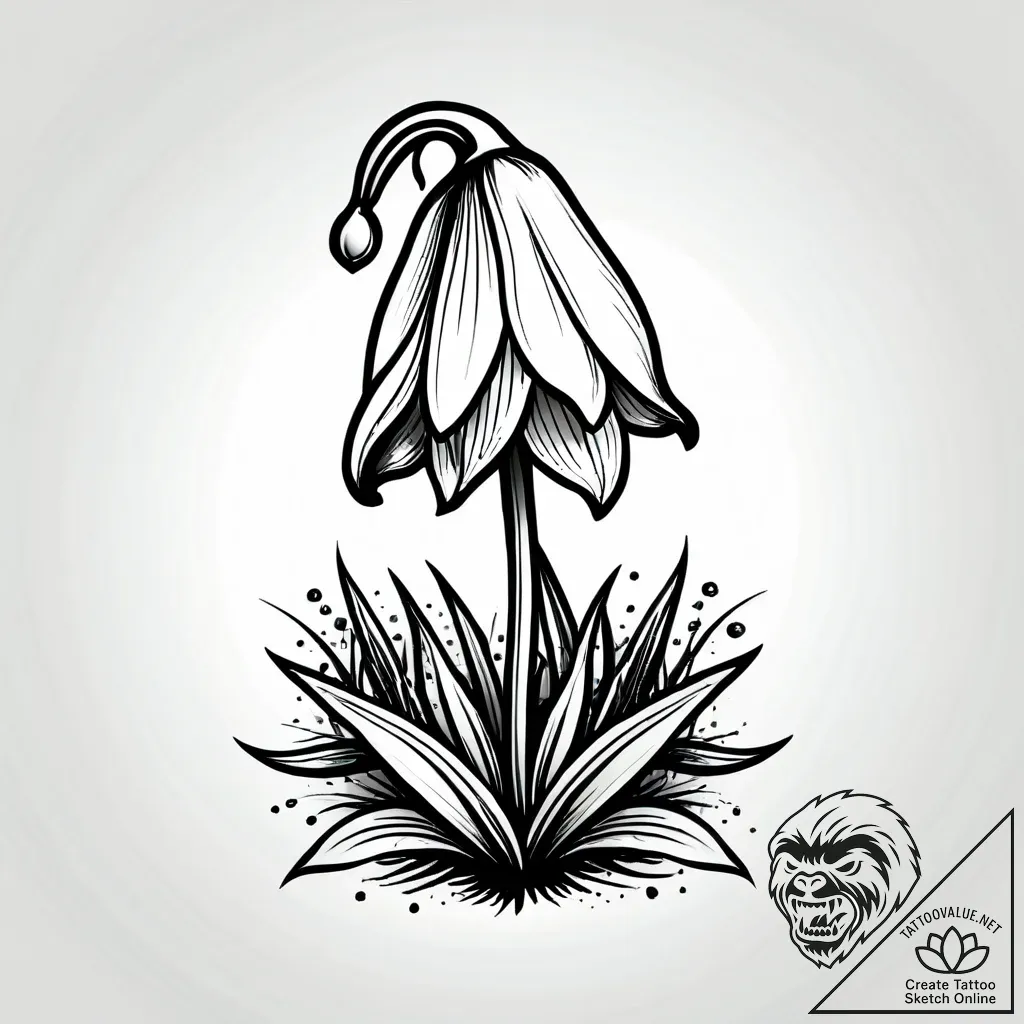 Snowdrop flower pushing through a patch of sn... - style Jagger Old - tattoo sketch (05.11.2025 01:43)