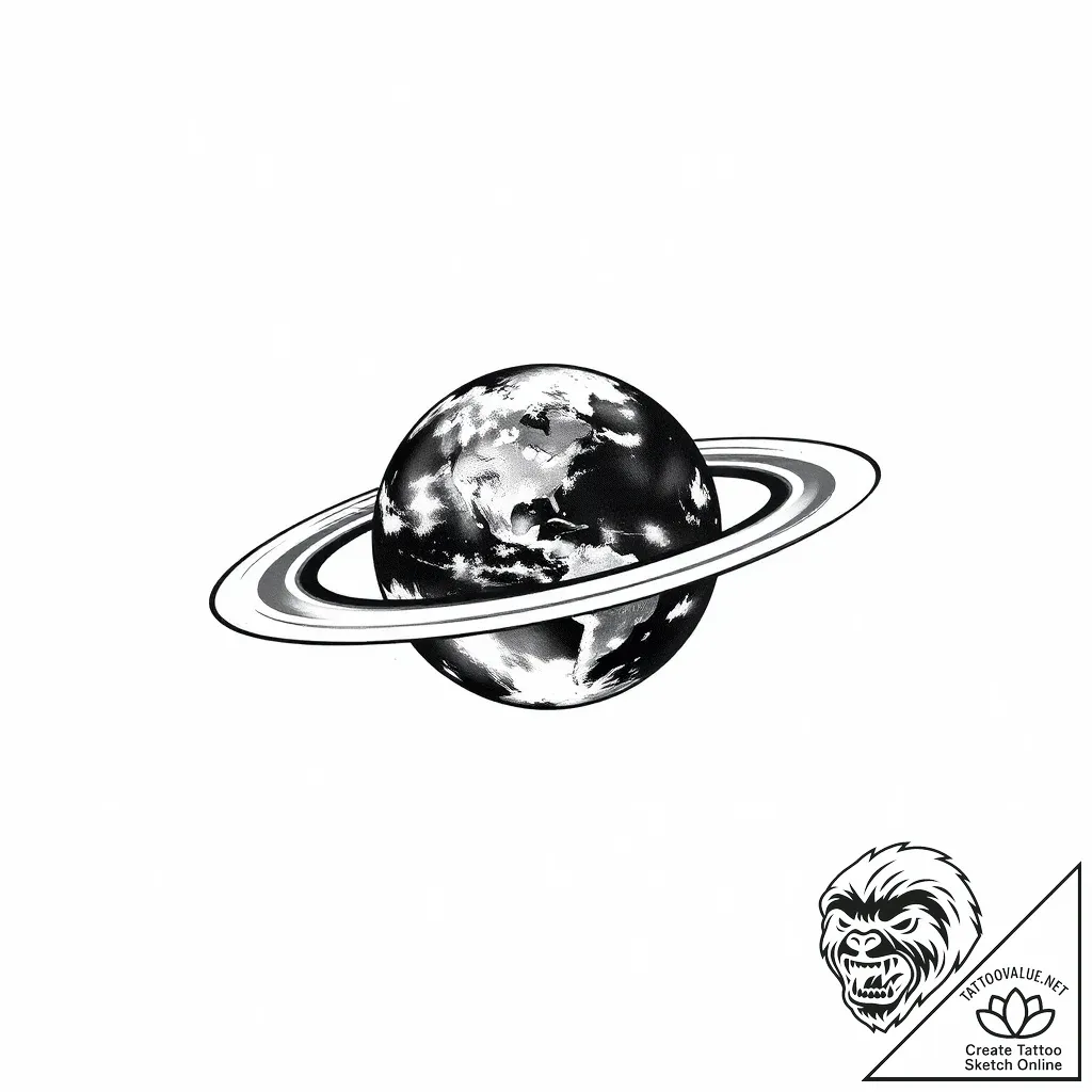 Planet earth with a ring like saturn, tattoo... - style Flux Inscriptions - tattoo sketch (05.11.2025 01:48)