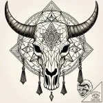Yak skull with prayer flags, tattoo sketch de… – style Jaeger Simple – tattoo sketch (05.11.2025 01:53)