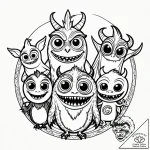 Eskizto, tattoo sketch, mike with tiny monste… – style Jagger Old – tattoo sketch (05.11.2025 02:03)
