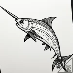 Swordfish with a nose like an obsidian blade,… – style Jaeger Simple – tattoo sketch (05.11.2025 02:13)