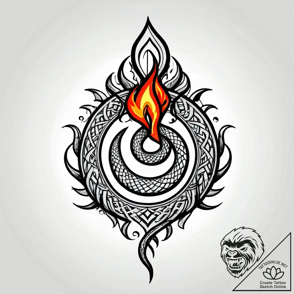 Flaming serpent through shattered mirror, tat... - style Jagger Old - tattoo sketch (05.11.2025 02:23)