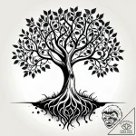 Beech tree with deep, visible roots, ink illu… – style Jagger Old – tattoo sketch (05.11.2025 02:43)