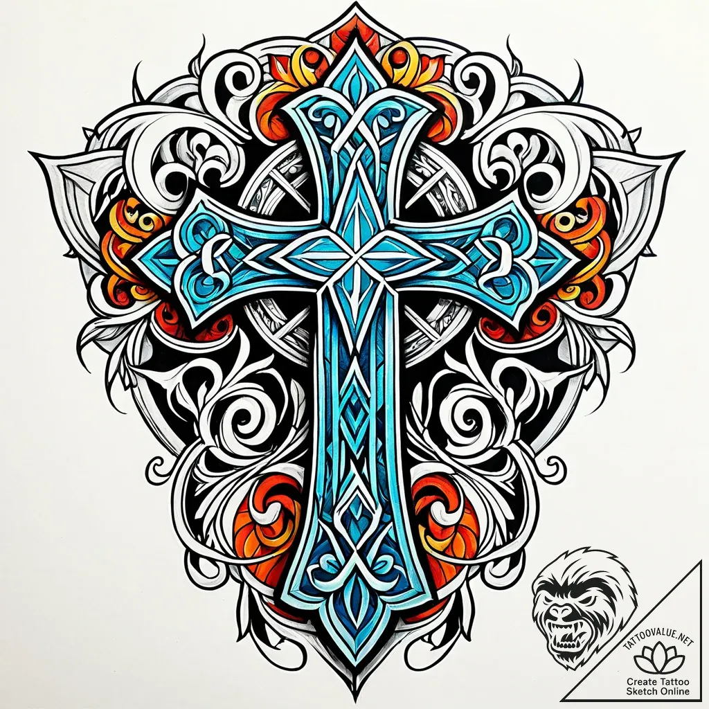 Ice rune etched in stone wall, tattoo line ar... - style Jaeger Simple - tattoo sketch (05.11.2025 02:48)