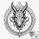 Horned relic beneath celestial bloom, tattoo… – style Jagger Old – tattoo sketch (05.11.2025 02:58)