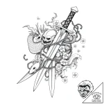 Dagger bound in ritual chains, concept art fo… – style Flux Inscriptions – tattoo sketch (05.11.2025 03:23)