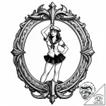 Bone mirror revealing shadow form, concept ar… – style Jaeger Mini – tattoo sketch (05.11.2025 03:33)