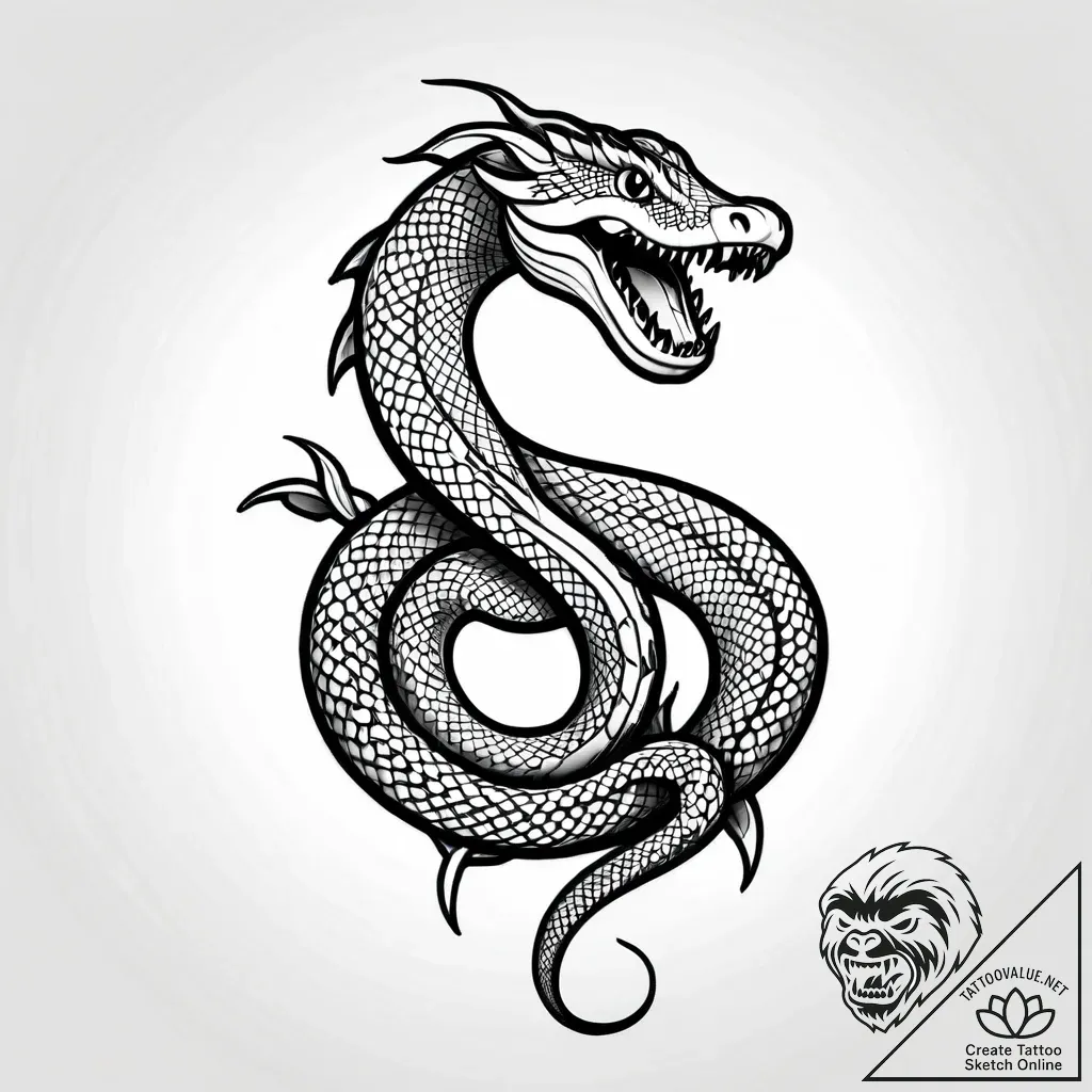 River serpent beneath frozen surface, tattoo... - style Jagger Old - tattoo sketch (05.11.2025 03:58)