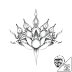 Serpent crown beneath celestial bloom, concep… – style Flux Inscriptions – tattoo sketch (05.11.2025 04:03)