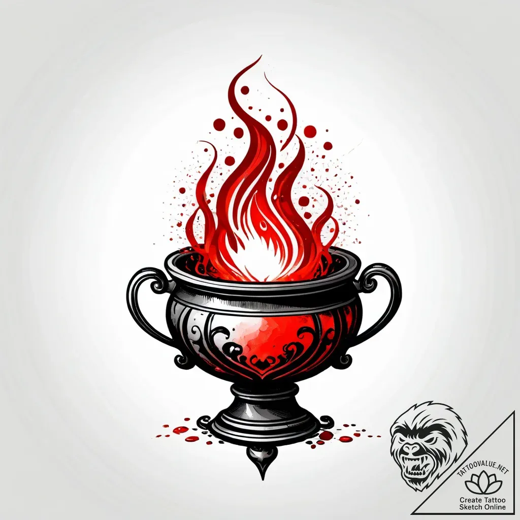 Alchemy cauldron with spectral smoke, concept... - style Jagger Old - tattoo sketch (05.11.2025 04:18)