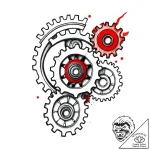 Gears, tattoo drawing outline, aesthetically… – style Flux Inscriptions – tattoo sketch (05.11.2025 04:23)