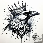 Ivory raven perched on broken crown, tattoo f… – style Jaeger Simple – tattoo sketch (05.11.2025 04:48)