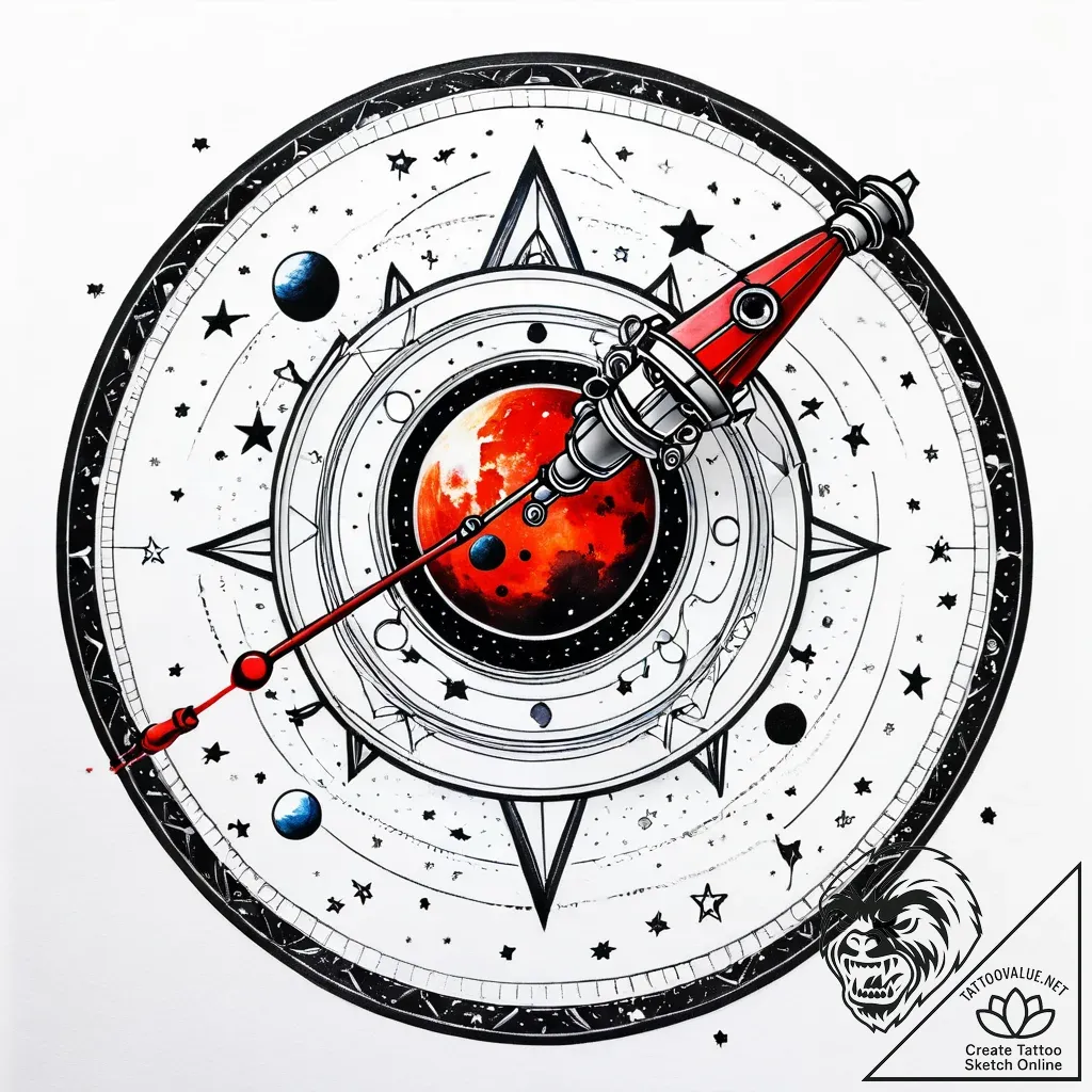 Telescope, pointed towards a specific planet... - style Jagger Old - tattoo sketch (05.11.2025 04:58)