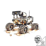 Planetary rover, artistic tattoo sketch, new… – style Flux Inscriptions – tattoo sketch (05.11.2025 05:03)