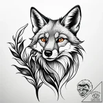 Fox looking up at a single, falling autumn le… – style Jaeger Simple – tattoo sketch (05.11.2025 05:08)