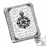 Captain’s logbook with elegant, cursive scrip… – style Jaeger Mini – tattoo sketch (05.11.2025 05:13)