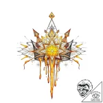 Glyph-etched crown bleeding gold, concept art… – style Flux Inscriptions – tattoo sketch (05.11.2025 05:23)
