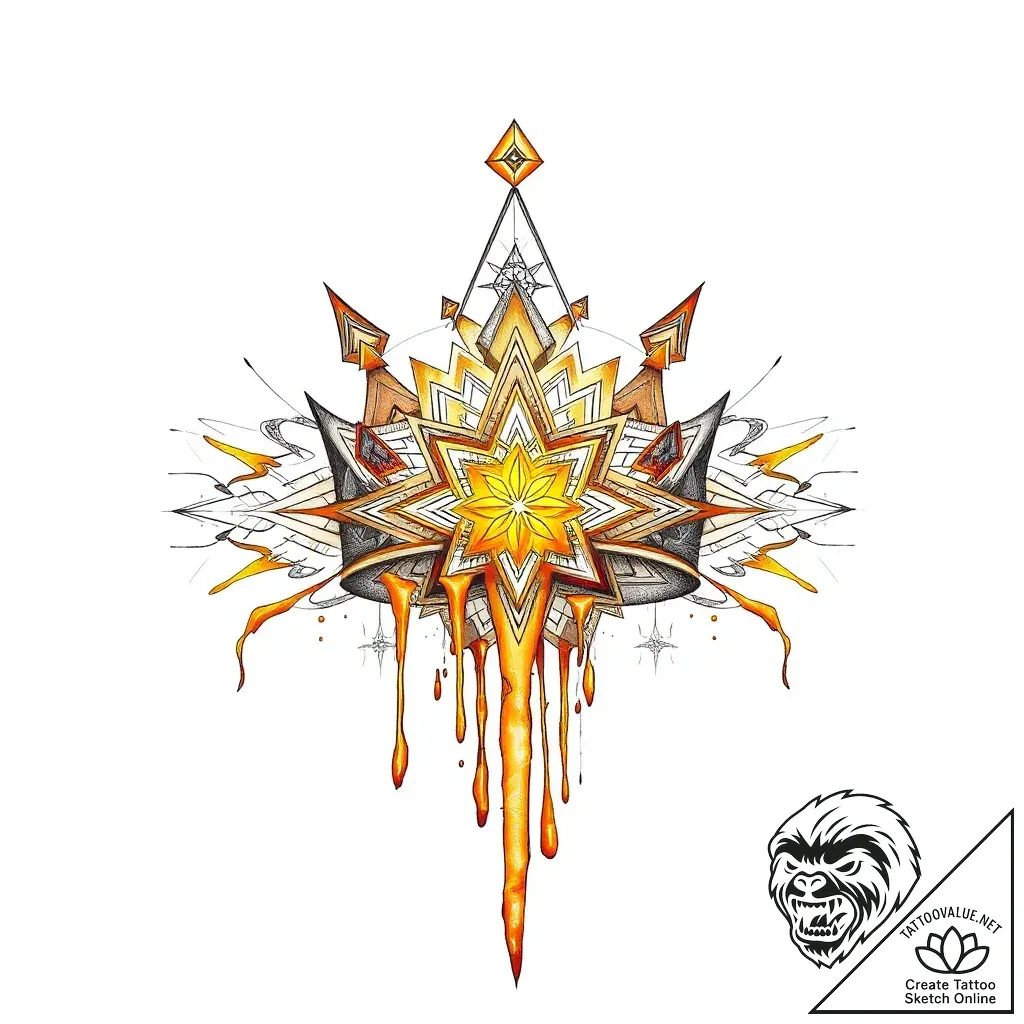 Glyph-etched crown bleeding gold, concept art... - style Flux Inscriptions - tattoo sketch (05.11.2025 05:23)