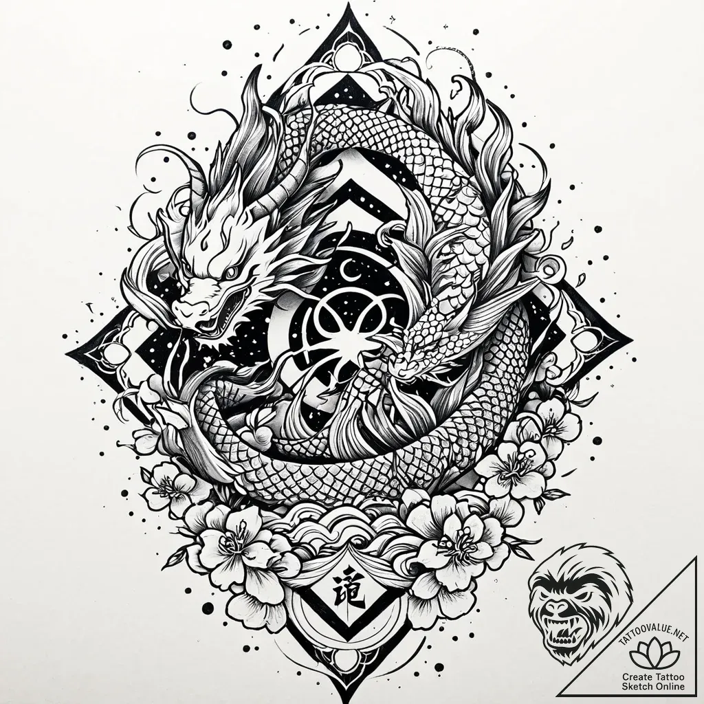 Cosmic sigil pulsing with light, ink illustra... - style Jaeger Mini - tattoo sketch (05.11.2025 05:33)