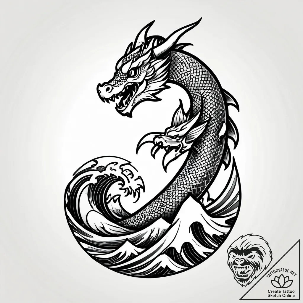 Ice glyph beneath burning sky, ink illustrati... - style Jagger Old - tattoo sketch (05.11.2025 05:39)