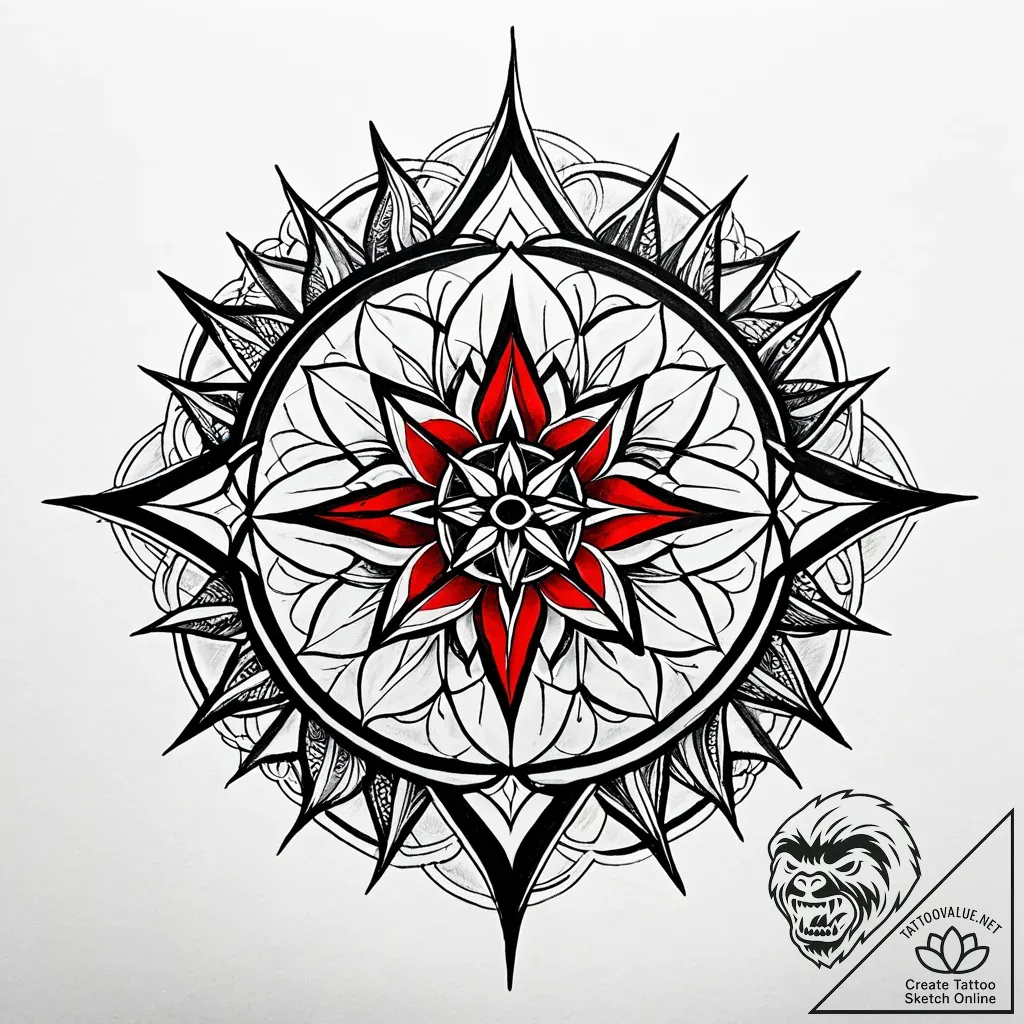 Blood thorns piercing sky, ink illustration f... - style Jaeger Simple - tattoo sketch (05.11.2025 05:48)