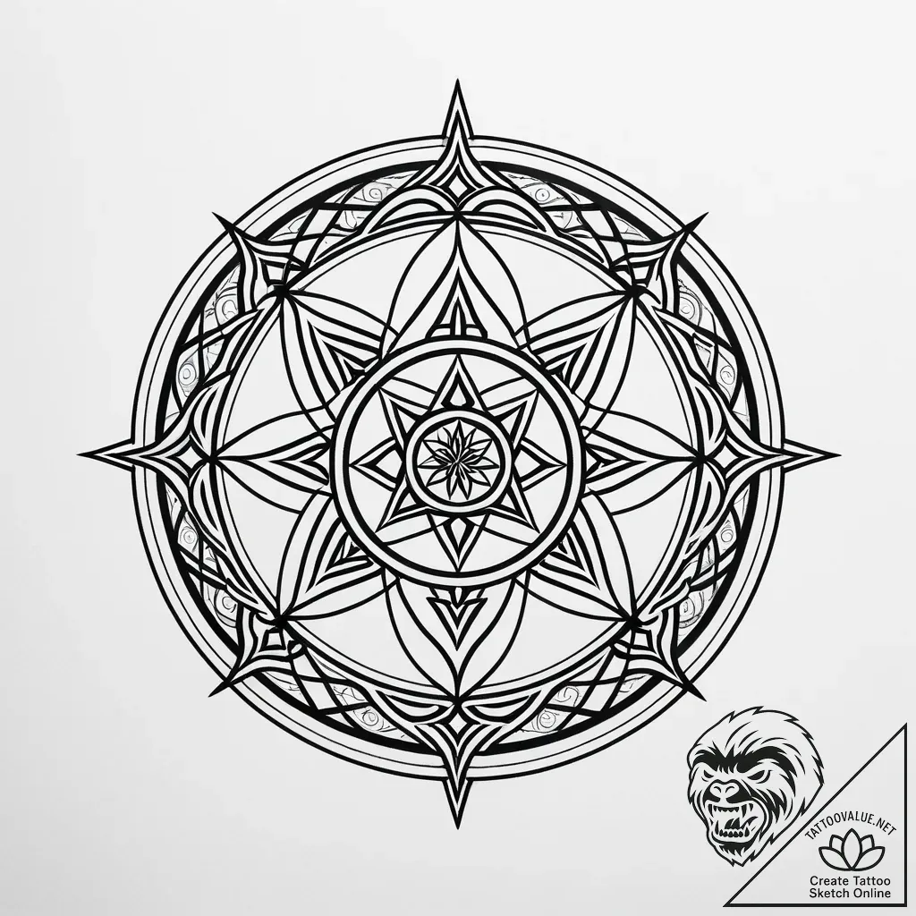 Bone circle in ritual pit, ink illustration f... - style Jaeger Simple - tattoo sketch (05.11.2025 06:08)