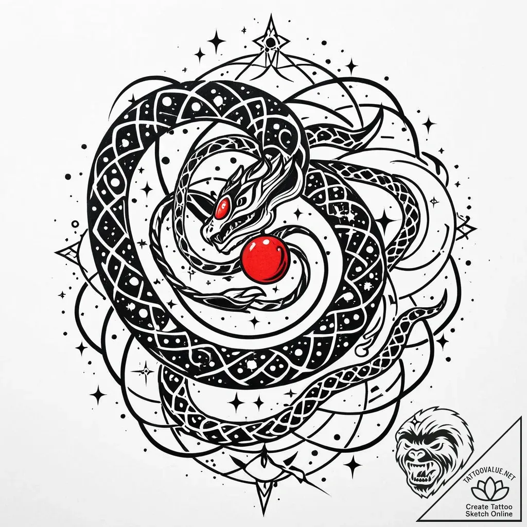 Astral serpent bridging galaxies, artistic ta... - style Jaeger Mini - tattoo sketch (05.11.2025 06:13)