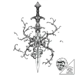 Dagger entwined with spirit vines, concept ar… – style Flux Inscriptions – tattoo sketch (05.11.2025 06:23)
