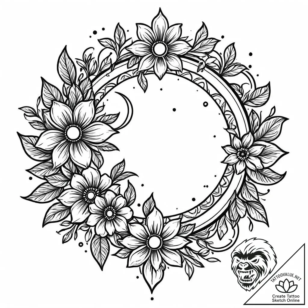 Eclipse flower blooming from ruin, concept ar... - style Jaeger Mini - tattoo sketch (05.11.2025 06:53)