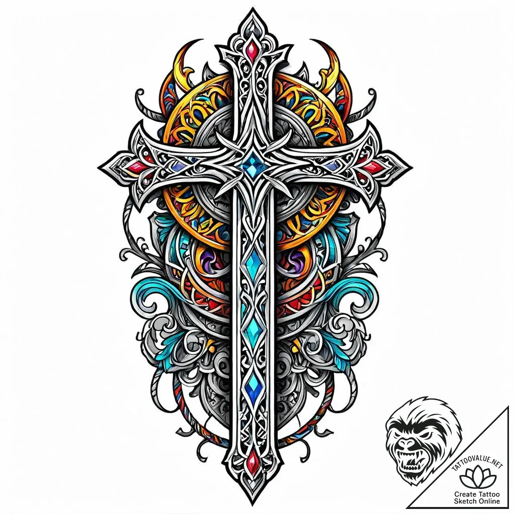 Pixel art sword in a stone, tattoo drawing ou... - style Jaeger Mini - tattoo sketch (05.11.2025 07:13)