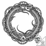 Ouroboros as a mechanical, segmented serpent,… – style Jaeger Mini – tattoo sketch (05.11.2025 07:33)