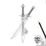 Graven blade with runic hilt, tattoo drawing… – style Flux Inscriptions – tattoo sketch (05.11.2025 07:43)