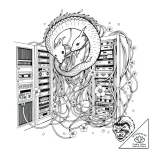Server farm with cables like dense jungle vin… – style Flux Inscriptions – tattoo sketch (05.11.2025 08:03)