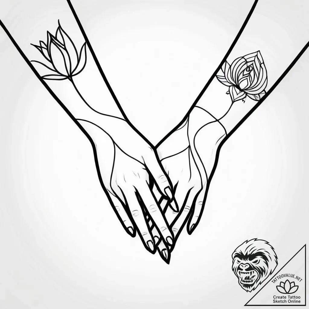 Tattoo sketch, anna and elsa holding hands, e... - style Jagger Old - tattoo sketch (05.11.2025 08:38)