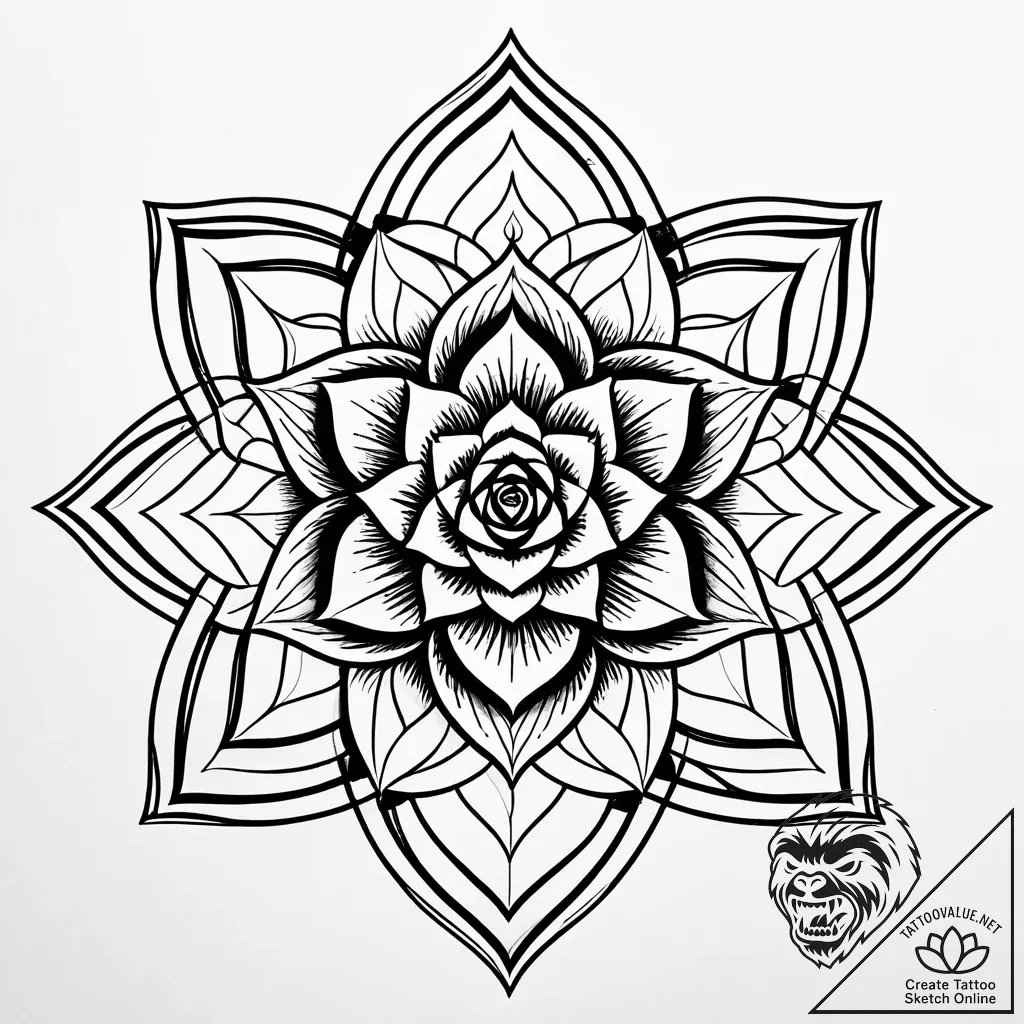 Atomic rose floating in zero gravity, artisti... - style Jaeger Simple - tattoo sketch (05.11.2025 08:48)