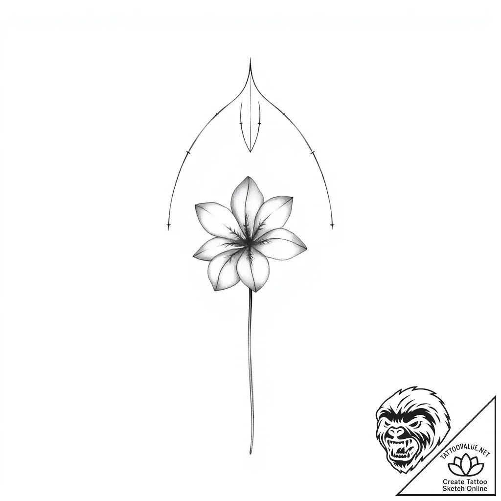 Violet bloom beneath spectral arch, concept a... - style Flux Inscriptions - tattoo sketch (05.11.2025 09:23)