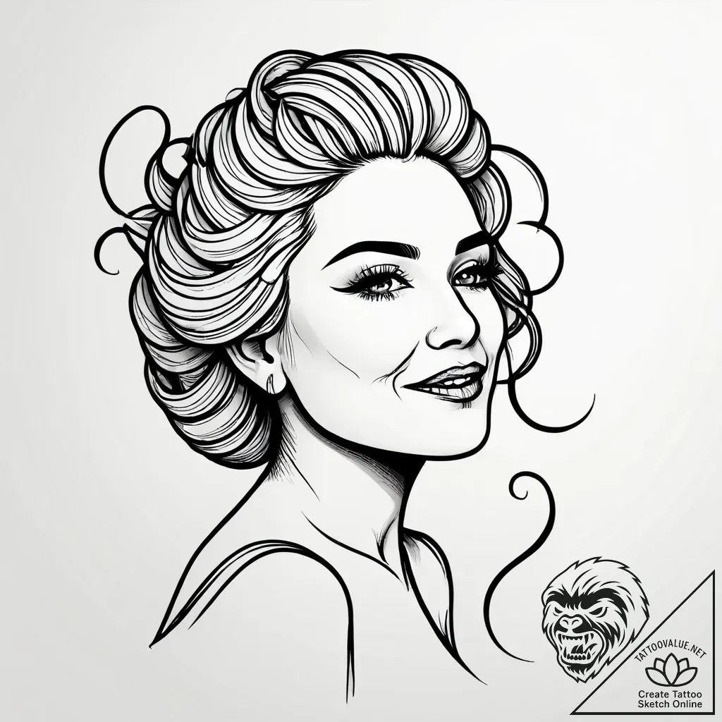 Tattoo sketch, gran crood with wild hair and... - style Jagger Old - tattoo sketch (05.11.2025 09:38)